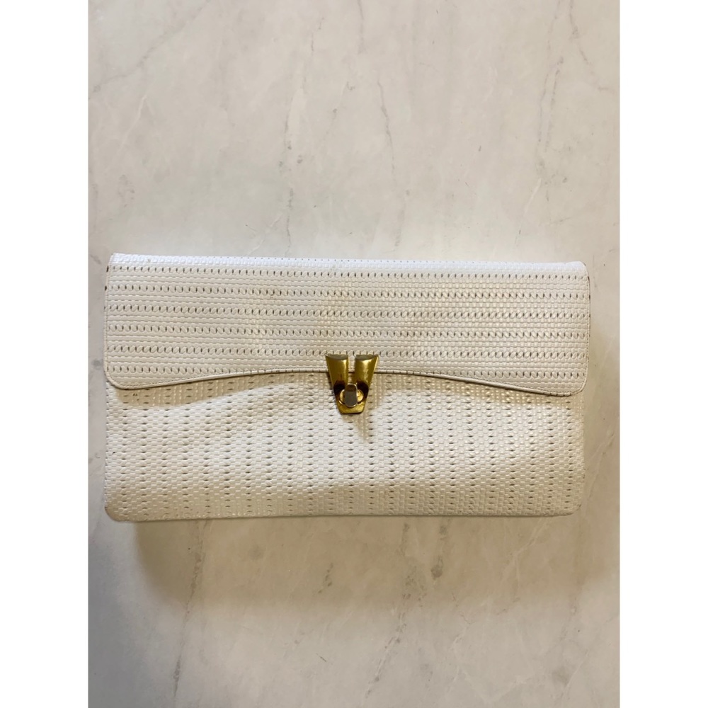 Woven Style White Clutch